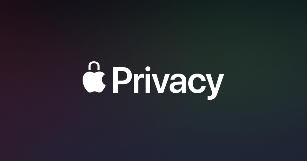 Apple logo met slot en privacy tekst